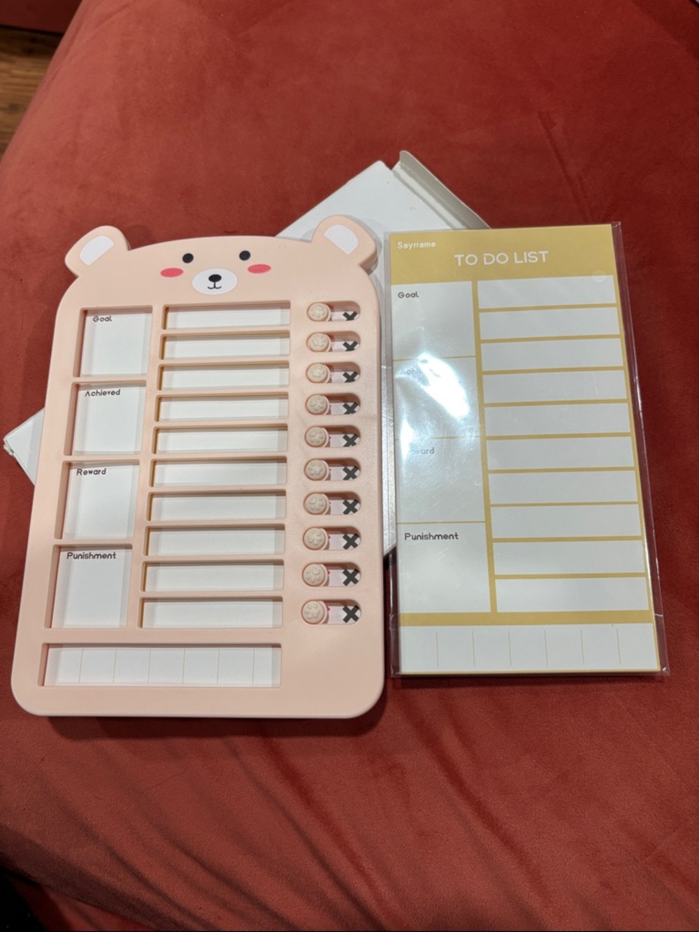 🌈Kids Reward Chart and To-Do List Set - Pink Bear